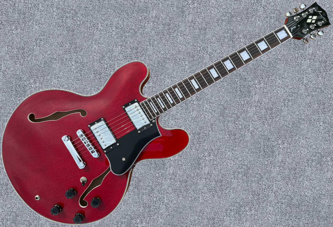 New Firefly Full Size FF338PRO Semi Hollow Body Electric Guitar (Transparent Red Color)