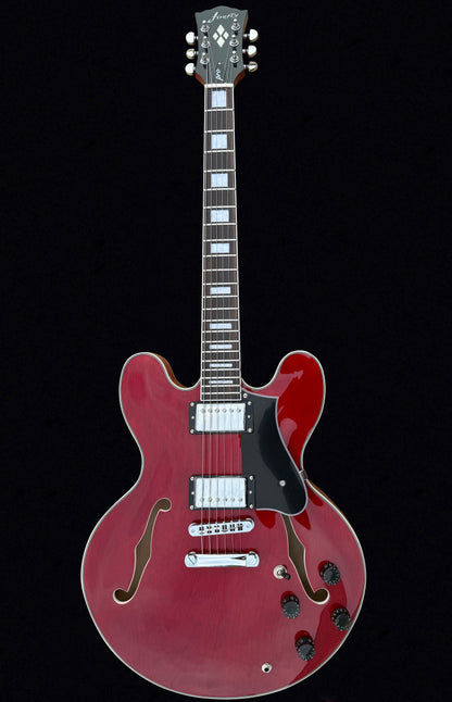 New Firefly Full Size FF338PRO Semi Hollow Body Electric Guitar (Transparent Red Color)