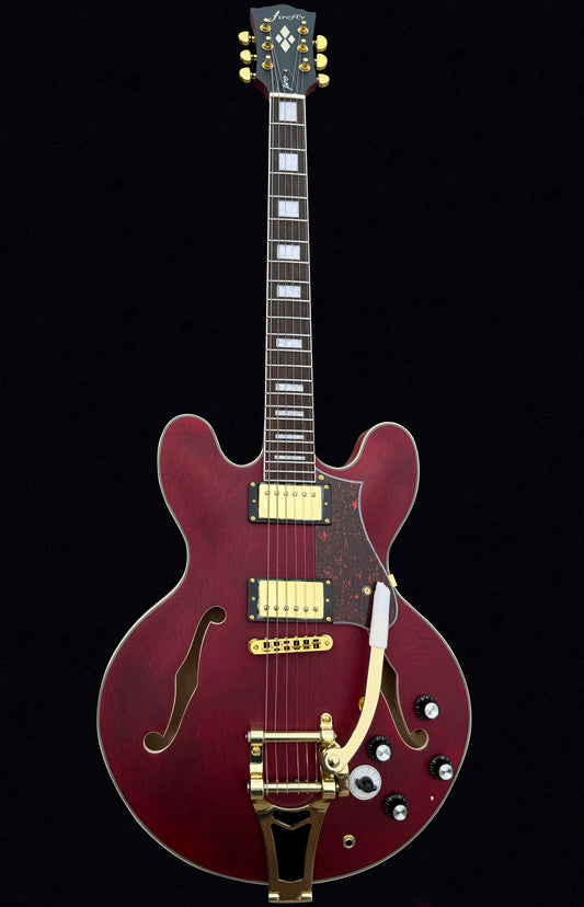 New Firefly FF338PRO Full Size Semi Hollow body Electric Guitar (Matte Red Color)