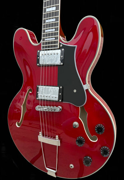 Firefly FF338PRO Full Size Semi Hollow body Electric Guitar (Transparent Red Color)