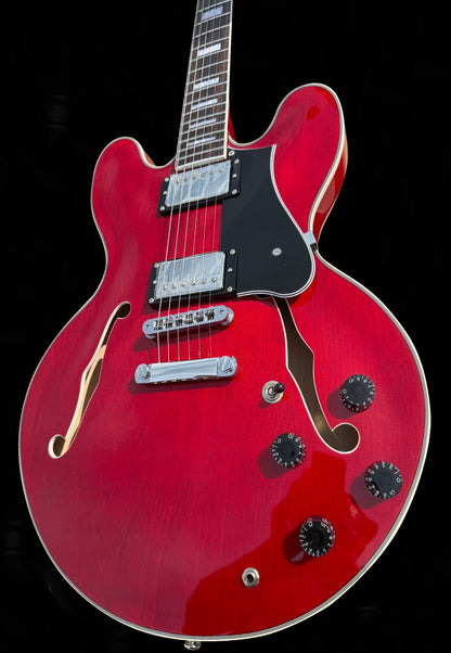 New Firefly Full Size FF338PRO Semi Hollow Body Electric Guitar (Transparent Red Color)