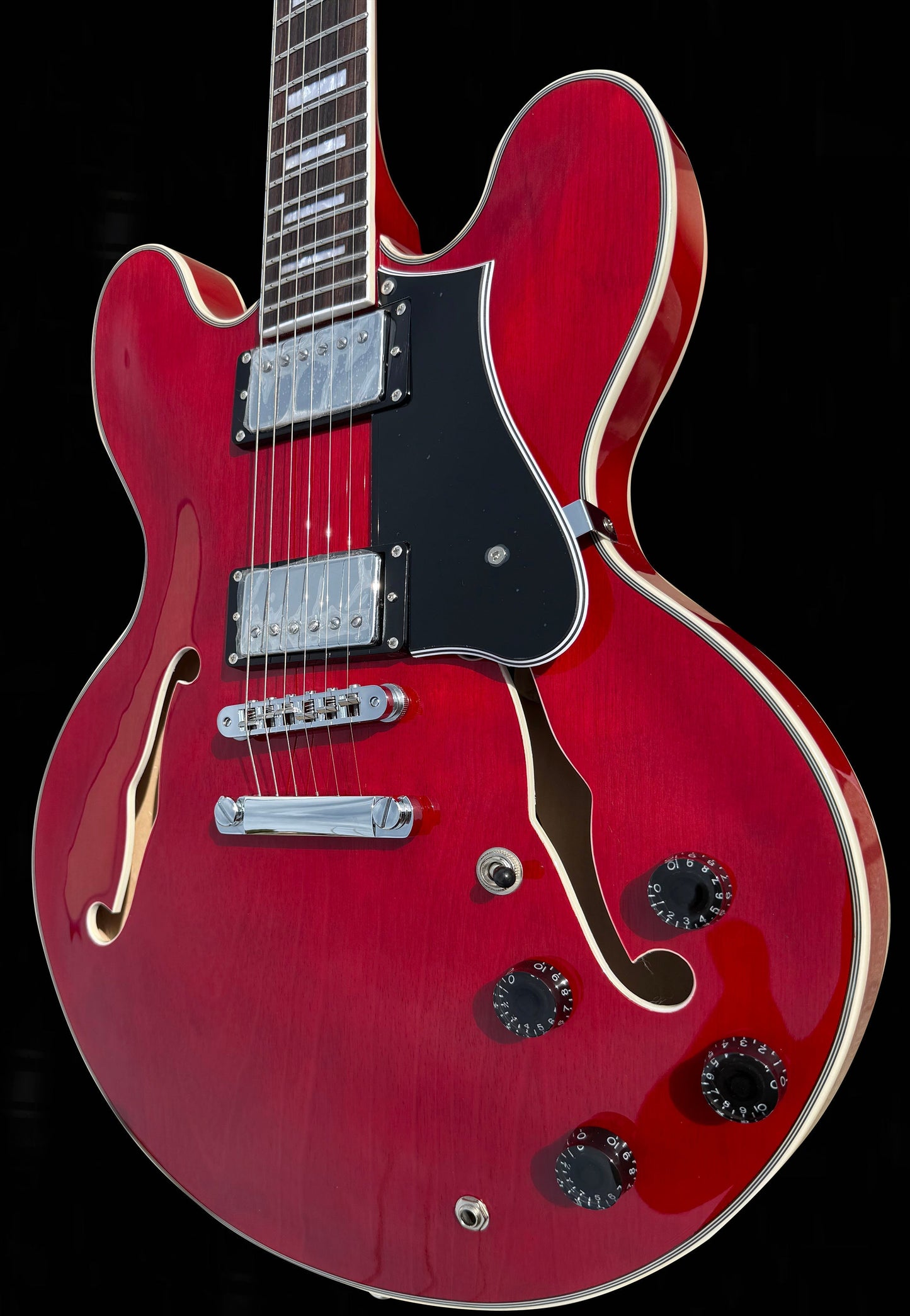 New Firefly Full Size FF338PRO Semi Hollow Body Electric Guitar (Transparent Red Color)