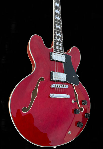 New Firefly Full Size FF338PRO Semi Hollow Body Electric Guitar (Transparent Red Color)