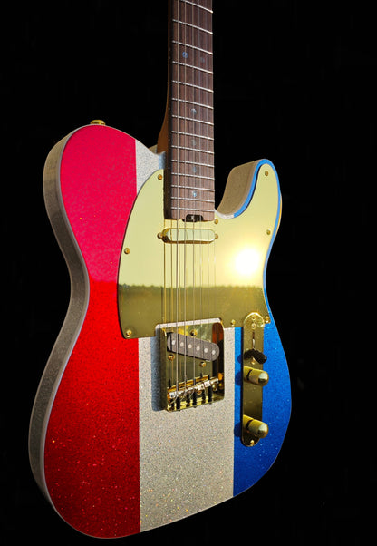 New Firefly FFTL Classic Model Electric Guitar (Red/Silver/Blue Stripes Color)