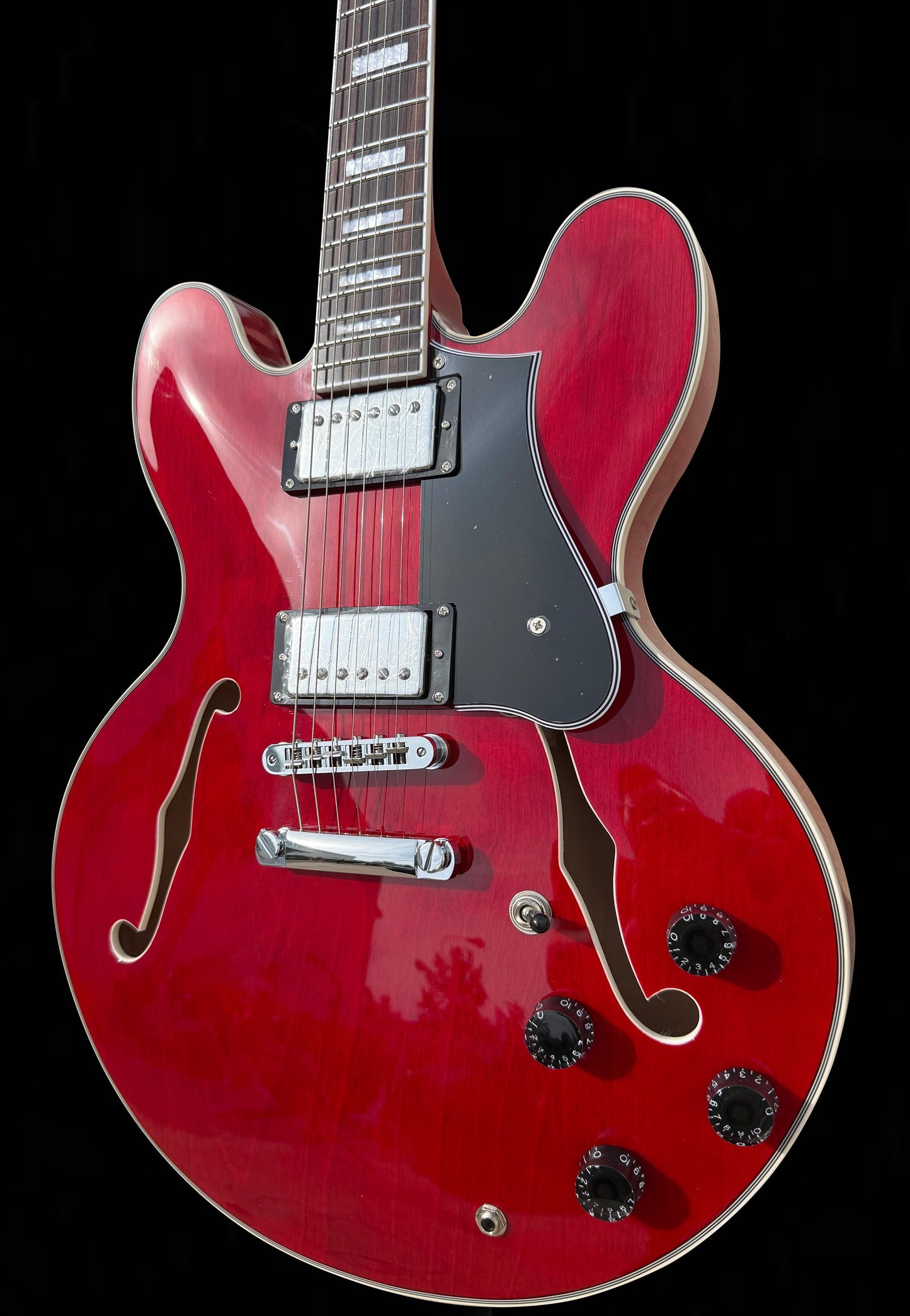 New Firefly Full Size FF338PRO Semi Hollow Body Electric Guitar (Transparent Red Color)